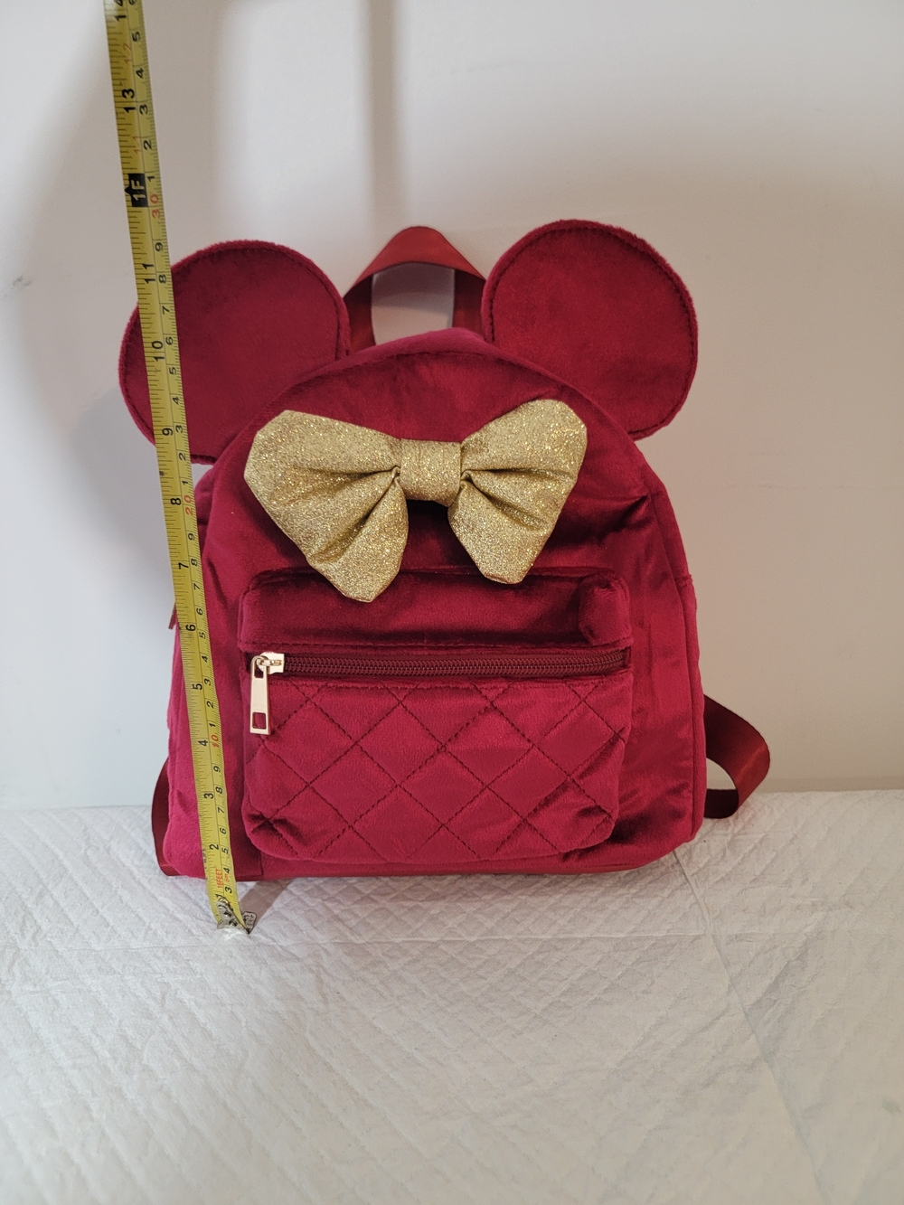 Glitter Bow Velvet  Backpack - Red - Picture 4 of 5